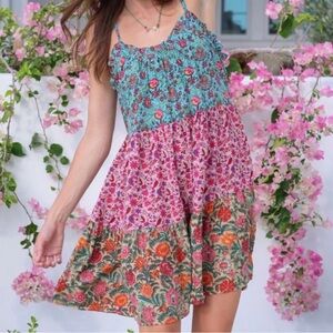 NWT NATURAL LIFE Colorful Floral Mini Dress